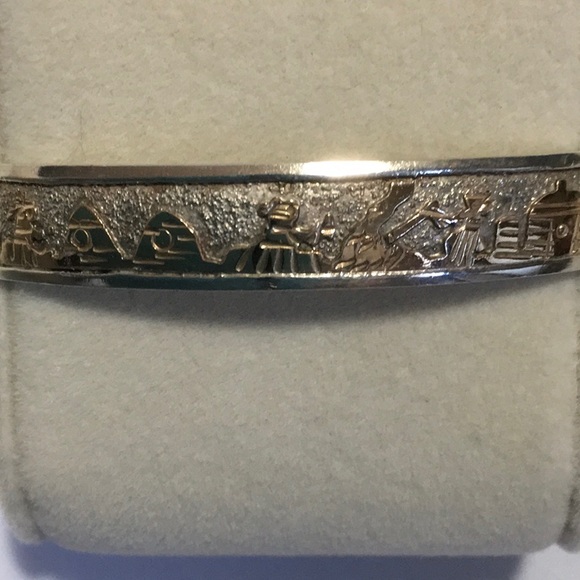 NAVAJO Sterling and Gold Story Telling Cuff - Picture 7 of 8